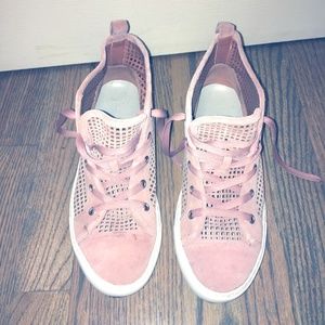 1. State perforated high top sneakers